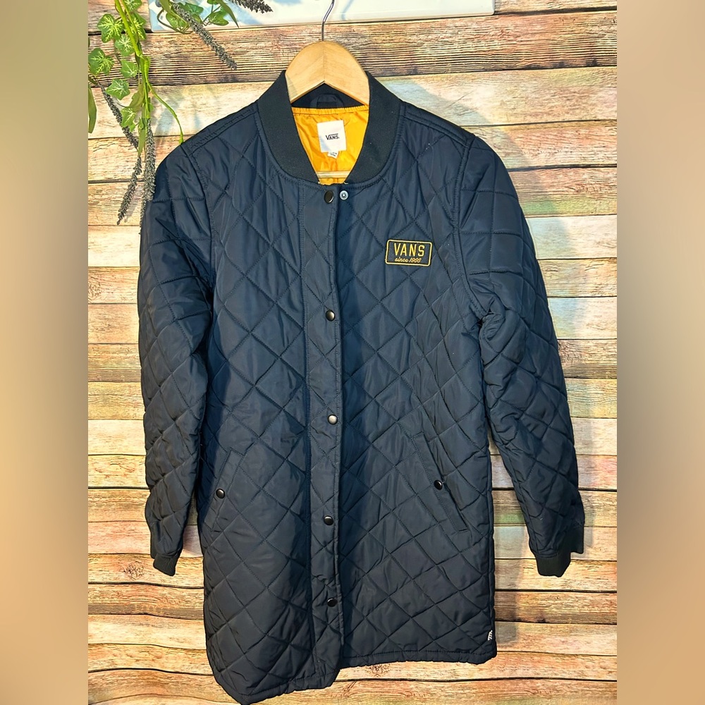Vans Women’s Black Quilted Long Jacket Coat